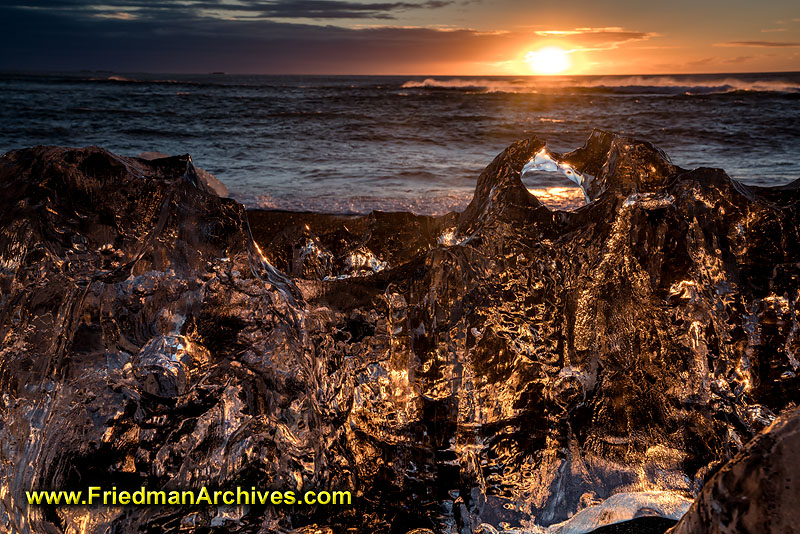 ice,black,sand,sunrise,sunset,beach,sculpture,beautiful,iceberg,glacier,bay,ocean,water,